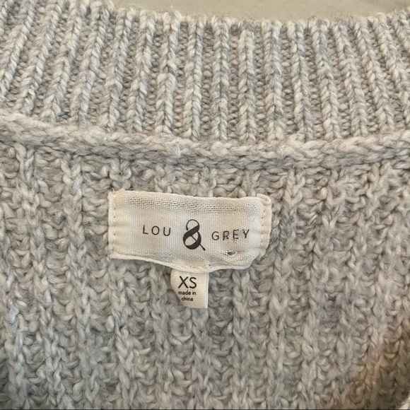 Lou & Grey High Low Scoop Sweater Gray 3/4 Sleeves - Picture 5 of 7